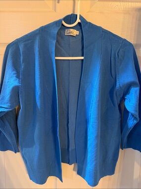 Cielo Open Front Blue Knit Cardigan